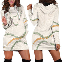 Aloha Lei Mikioi Hoodie Dress Beige Polynesian Tribal Tatau Pattern LT9 - Polynesian Pride