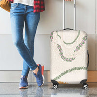 Aloha Lei Mikioi Luggage Cover Beige Polynesian Tribal Tatau Pattern