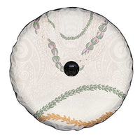 Aloha Lei Mikioi Spare Tire Cover Beige Polynesian Tribal Tatau Pattern