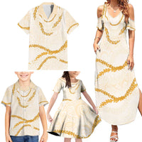Aloha Lei Mikioi Family Matching Summer Maxi Dress and Hawaiian Shirt Gold Polynesian Tribal Tatau Pattern LT9 - Polynesian Pride