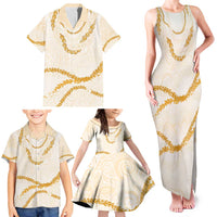 Aloha Lei Mikioi Family Matching Tank Maxi Dress and Hawaiian Shirt Gold Polynesian Tribal Tatau Pattern LT9 - Polynesian Pride