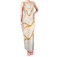 Aloha Lei Mikioi Family Matching Tank Maxi Dress and Hawaiian Shirt Gold Polynesian Tribal Tatau Pattern LT9 Mom's Dress Gold - Polynesian Pride