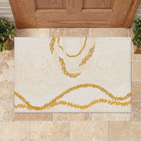 Aloha Lei Mikioi Rubber Doormat Gold Polynesian Tribal Tatau Pattern