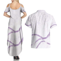 Aloha Lei Mikioi Couples Matching Summer Maxi Dress and Hawaiian Shirt Purple Polynesian Tribal Tatau Pattern LT9 - Polynesian Pride