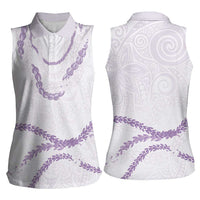 Aloha Lei Mikioi Women Sleeveless Polo Shirt Purple Polynesian Tribal Tatau Pattern LT9 - Polynesian Pride