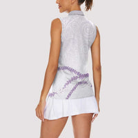 Aloha Lei Mikioi Women Sleeveless Polo Shirt Purple Polynesian Tribal Tatau Pattern LT9 - Polynesian Pride