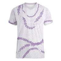 Aloha Lei Mikioi Women V-Neck T-Shirt Purple Polynesian Tribal Tatau Pattern LT9 Female Purple - Polynesian Pride