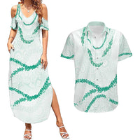 Aloha Lei Mikioi Couples Matching Summer Maxi Dress and Hawaiian Shirt Sage Green Polynesian Tribal Tatau Pattern LT9 Green - Polynesian Pride