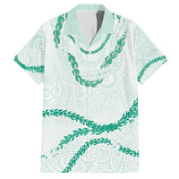 Aloha Lei Mikioi Family Matching Off Shoulder Short Dress and Hawaiian Shirt Sage Green Polynesian Tribal Tatau Pattern LT9 Dad's Shirt - Short Sleeve Green - Polynesian Pride