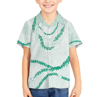 Aloha Lei Mikioi Kid Hawaiian Shirt Sage Green Polynesian Tribal Tatau Pattern
