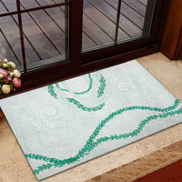 Aloha Lei Mikioi Rubber Doormat Sage Green Polynesian Tribal Tatau Pattern