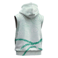 Aloha Lei Mikioi Sleeveless Zip Hoodie Sage Green Polynesian Tribal Tatau Pattern LT9