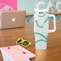 Aloha Lei Mikioi Tumbler With Handle Sage Green Polynesian Tribal Tatau Pattern