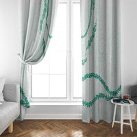 Aloha Lei Mikioi Window Curtain Sage Green Polynesian Tribal Tatau Pattern