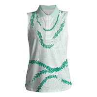 Aloha Lei Mikioi Women Sleeveless Polo Shirt Sage Green Polynesian Tribal Tatau Pattern LT9 Female Green - Polynesian Pride