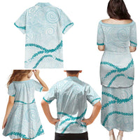 Aloha Lei Mikioi Family Matching Puletasi and Hawaiian Shirt Teal Polynesian Tribal Tatau Pattern LT9 - Polynesian Pride