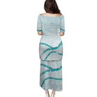Aloha Lei Mikioi Family Matching Puletasi and Hawaiian Shirt Teal Polynesian Tribal Tatau Pattern LT9 - Polynesian Pride