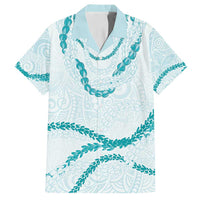 Aloha Lei Mikioi Family Matching Tank Maxi Dress and Hawaiian Shirt Teal Polynesian Tribal Tatau Pattern LT9 Dad's Shirt - Short Sleeve Teal - Polynesian Pride