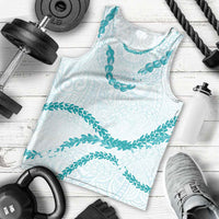 Aloha Lei Mikioi Men Tank Top Teal Polynesian Tribal Tatau Pattern