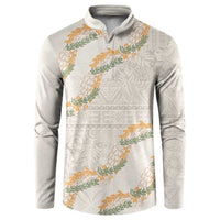 Aloha Pakalana and Puakenikeni Lei Button Sweatshirt Beige Hawaiian Pattern LT9 Beige - Polynesian Pride