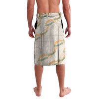Aloha Pakalana and Puakenikeni Lei Lavalava Beige Hawaiian Pattern