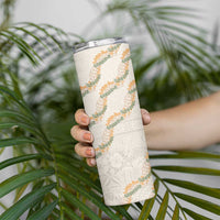 Aloha Pakalana and Puakenikeni Lei Skinny Tumbler Beige Hawaiian Pattern LT9 - Polynesian Pride