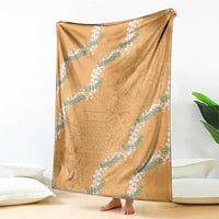 Aloha Pakalana and Puakenikeni Lei Blanket Gold Hawaiian Pattern