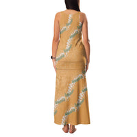 Aloha Pakalana and Puakenikeni Lei Family Matching Tank Maxi Dress and Hawaiian Shirt Gold Hawaiian Pattern LT9 - Polynesian Pride
