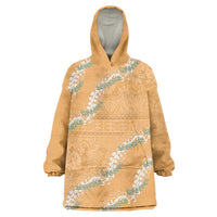 Aloha Pakalana and Puakenikeni Lei Wearable Blanket Hoodie Gold Hawaiian Pattern LT9 One Size Gold - Polynesian Pride