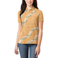 Aloha Pakalana and Puakenikeni Lei Women Polo Shirt Gold Hawaiian Pattern LT9 - Polynesian Pride