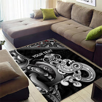 Personalised New Zealand Potae Pango Cricket Area Rug Special Maori Hei Tiki Tribal Tattoo LT9 - Polynesian Pride