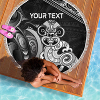 Personalised New Zealand Potae Pango Cricket Beach Blanket Special Maori Hei Tiki Tribal Tattoo LT9 - Polynesian Pride