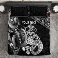Personalised New Zealand Potae Pango Cricket Bedding Set Special Maori Hei Tiki Tribal Tattoo LT9 Black - Polynesian Pride