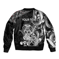 Personalised New Zealand Potae Pango Cricket Bomber Jacket Special Maori Hei Tiki Tribal Tattoo LT9 - Polynesian Pride