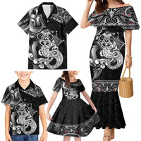 Personalised New Zealand Potae Pango Cricket Family Matching Mermaid Dress and Hawaiian Shirt Special Maori Hei Tiki Tribal Tattoo LT9 - Polynesian Pride