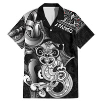 Personalised New Zealand Potae Pango Cricket Family Matching Mermaid Dress and Hawaiian Shirt Special Maori Hei Tiki Tribal Tattoo LT9 Dad's Shirt - Short Sleeve Black - Polynesian Pride