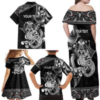 Personalised New Zealand Potae Pango Cricket Family Matching Off Shoulder Maxi Dress and Hawaiian Shirt Special Maori Hei Tiki Tribal Tattoo LT9 - Polynesian Pride