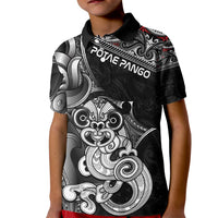 Personalised New Zealand Potae Pango Cricket Kid Polo Shirt Special Maori Hei Tiki Tribal Tattoo LT9 Kid Black - Polynesian Pride