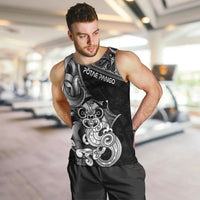 Personalised New Zealand Potae Pango Cricket Men Tank Top Special Maori Hei Tiki Tribal Tattoo LT9 Black - Polynesian Pride