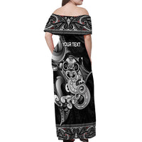 Personalised New Zealand Potae Pango Cricket Off Shoulder Maxi Dress Special Maori Hei Tiki Tribal Tattoo LT9 - Polynesian Pride