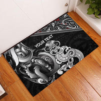 Personalised New Zealand Potae Pango Cricket Rubber Doormat Special Maori Hei Tiki Tribal Tattoo LT9 - Polynesian Pride