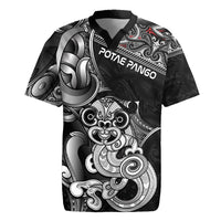Personalised New Zealand Potae Pango Cricket Rugby Jersey Special Maori Hei Tiki Tribal Tattoo LT9 Black - Polynesian Pride