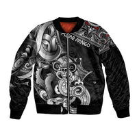Personalised New Zealand Potae Pango Cricket Sleeve Zip Bomber Jacket Special Maori Hei Tiki Tribal Tattoo LT9 Unisex Black - Polynesian Pride