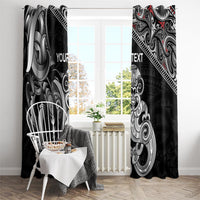 Personalised New Zealand Potae Pango Cricket Window Curtain Special Maori Hei Tiki Tribal Tattoo LT9 - Polynesian Pride