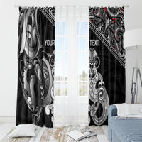 Personalised New Zealand Potae Pango Cricket Window Curtain Special Maori Hei Tiki Tribal Tattoo LT9 - Polynesian Pride