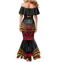 Custom Papua New Guinea Cricket Family Matching Mermaid Dress and Hawaiian Shirt PNG Emblem Mix Polyneisan Pattern LT9 - Polynesian Pride