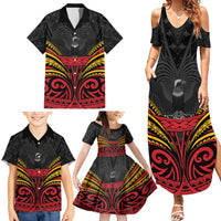Custom Papua New Guinea Cricket Family Matching Summer Maxi Dress and Hawaiian Shirt PNG Emblem Mix Polyneisan Pattern LT9 - Polynesian Pride