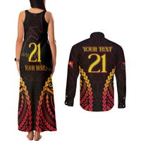 Custom Papua New Guinea Cricket Couples Matching Tank Maxi Dress and Long Sleeve Button Shirt Go Barramundis LT9 - Polynesian Pride