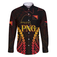 Custom Papua New Guinea Cricket Family Matching Short Sleeve Bodycon Dress and Hawaiian Shirt Go Barramundis LT9 Dad's Shirt - Long Sleeve Black - Polynesian Pride
