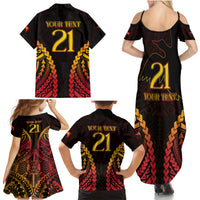 Custom Papua New Guinea Cricket Family Matching Summer Maxi Dress and Hawaiian Shirt Go Barramundis LT9 - Polynesian Pride